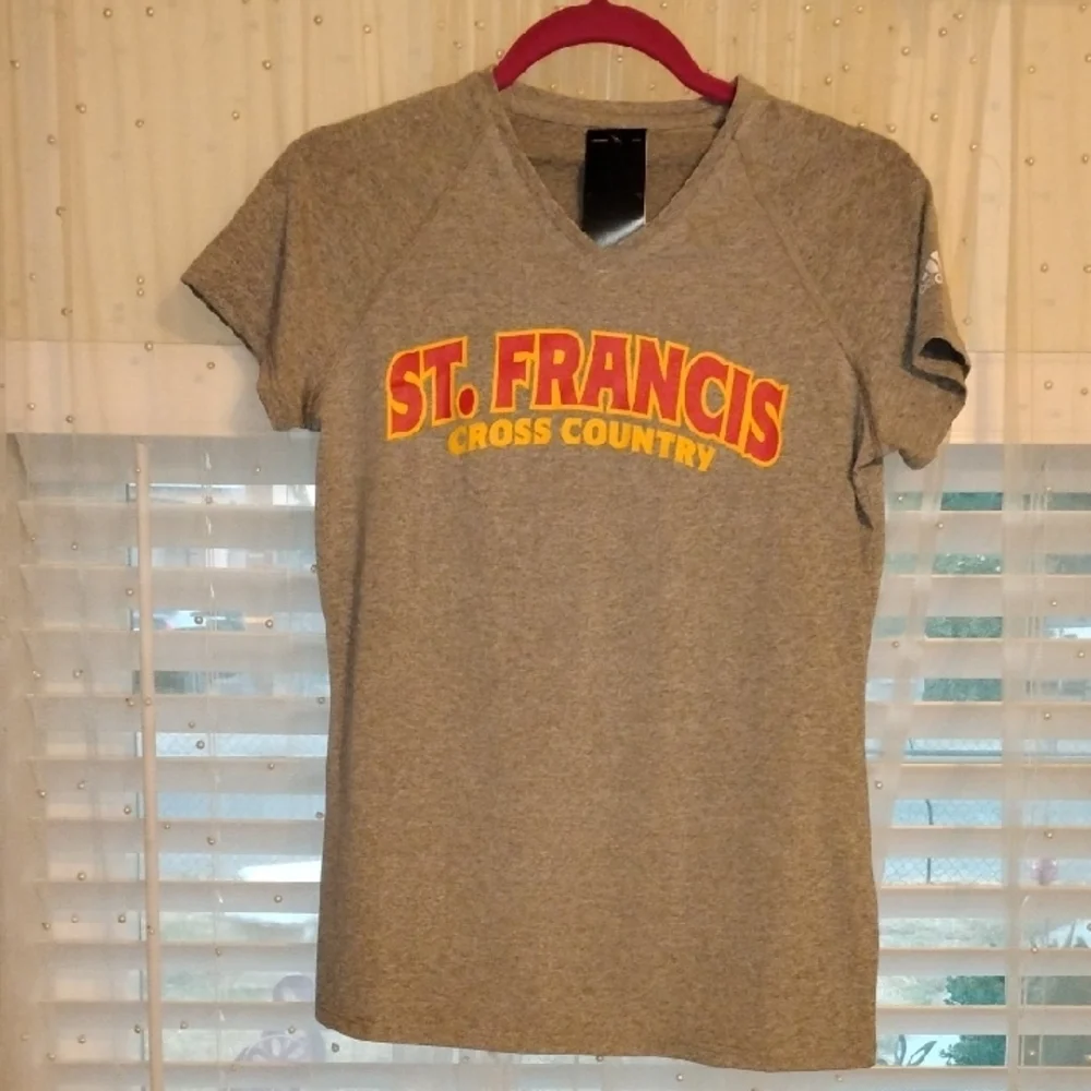 Adidas Women's Gray St. Francis Cross Country Short Sleeve T-Shirt, Size: M NWT - Picture 1 of 10
